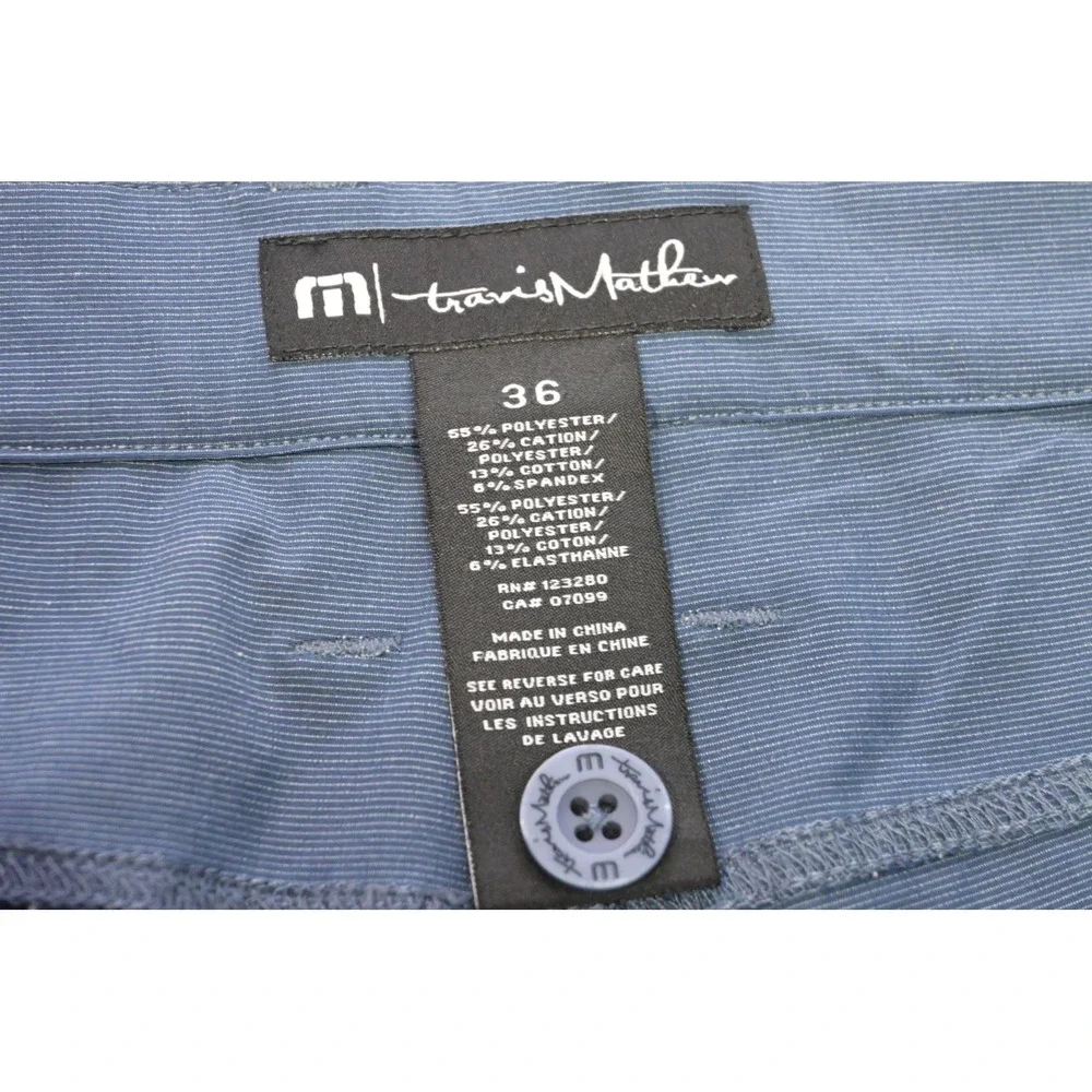 TravisMathew Golf Pants Mens 36 x 32 Blue Wicking Micro Stripe‎ Straight Leg